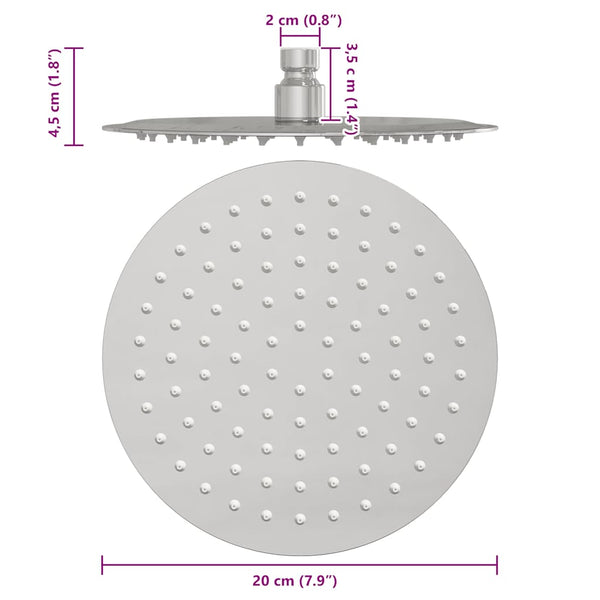 Regenbrause Edelstahl Rund 20cm
