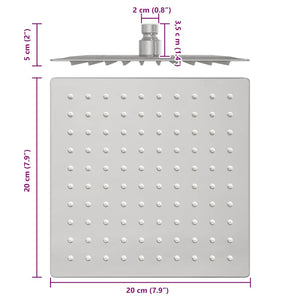 Edelstahl Regenbrause 20x20 cm Quadrat