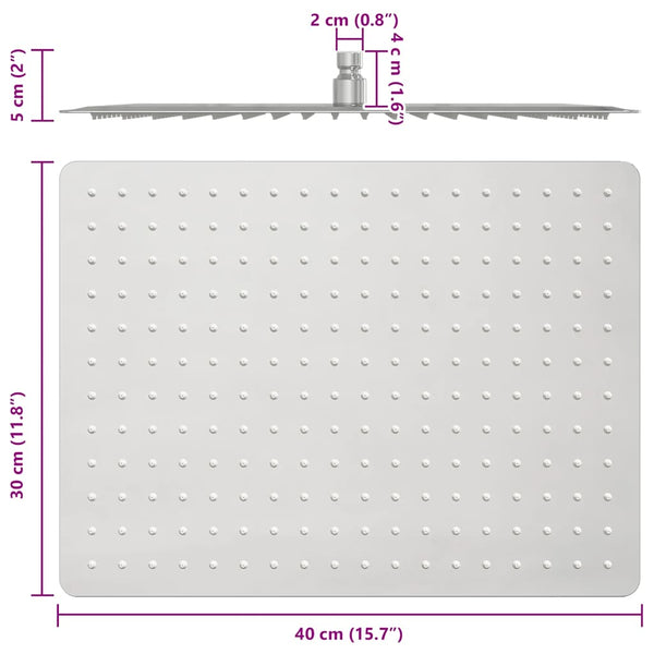 Edelstahl Regenbrause 40x30cm Rechteckig