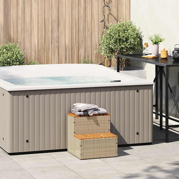 Whirlpool Treppe Beige Poly Rattan Akazie