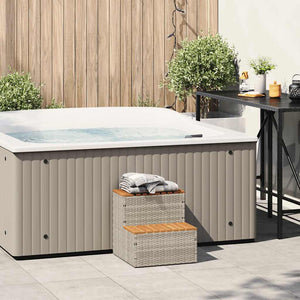 Whirlpool Treppe Hellgrau Poly Rattan