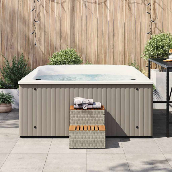 Whirlpool Treppe Hellgrau Poly Rattan
