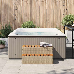vidaXL Marches de spa beiges 100x50x50,5 cm en résine tressée et bois d'acacia massif