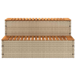vidaXL Marches de spa beiges 100x50x50,5 cm en résine tressée et bois d'acacia massif
