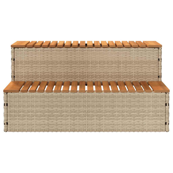 vidaXL Marches de spa beiges 100x50x50,5 cm en résine tressée et bois d'acacia massif