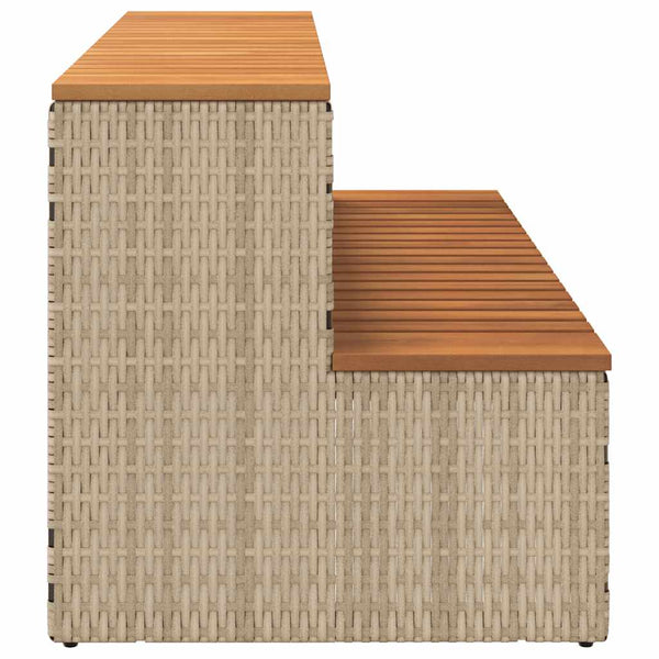 vidaXL Marches de spa beiges 100x50x50,5 cm en résine tressée et bois d'acacia massif