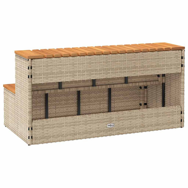 vidaXL Marches de spa beiges 100x50x50,5 cm en résine tressée et bois d'acacia massif