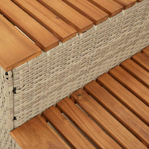 vidaXL Marches de spa beiges 100x50x50,5 cm en résine tressée et bois d'acacia massif