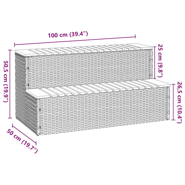 vidaXL Marches de spa beiges 100x50x50,5 cm en résine tressée et bois d'acacia massif