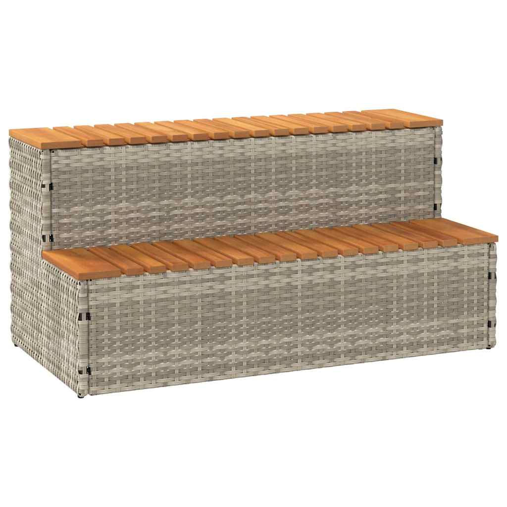 Whirlpool Stufen Hellgrau Poly-Rattan Akazie 100cm