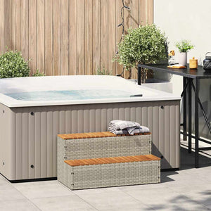 Whirlpool Stufen Hellgrau Poly-Rattan Akazie 100cm