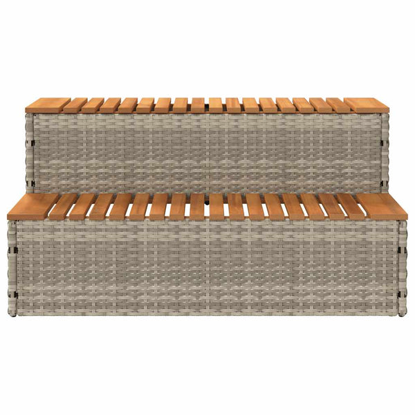 Whirlpool Stufen Hellgrau Poly-Rattan Akazie 100cm
