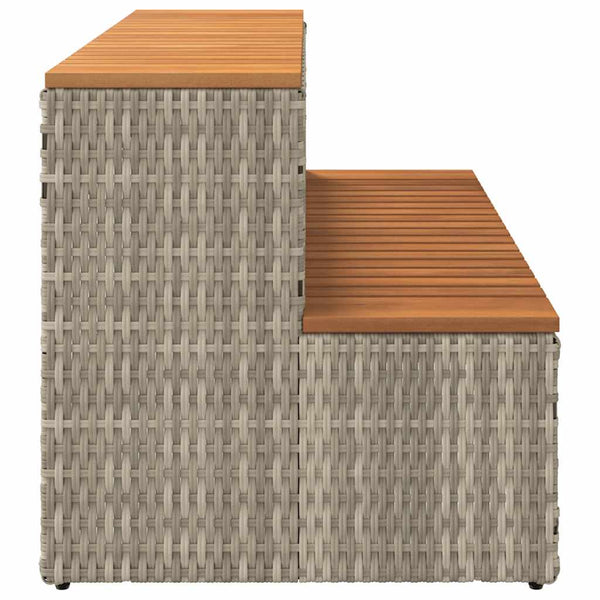 Whirlpool Stufen Hellgrau Poly-Rattan Akazie 100cm