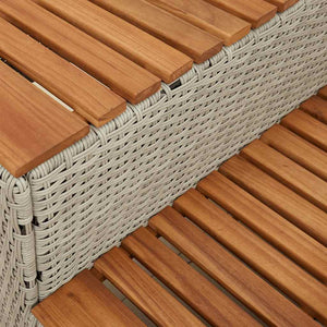 Whirlpool Stufen Hellgrau Poly-Rattan Akazie 100cm