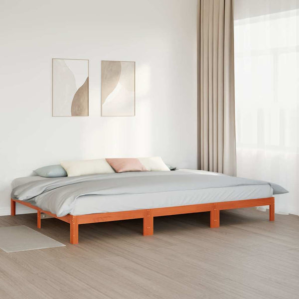 vidaXL Lit familial sans matelas marron miel 240x200 cm Bois massif