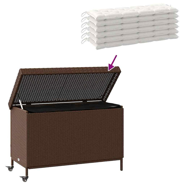 Gartentruhe mit Rollen Braun 110x55x73 cm