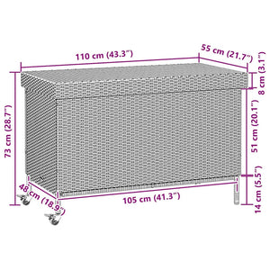 Gartentruhe mit Rollen Braun 110x55x73 cm