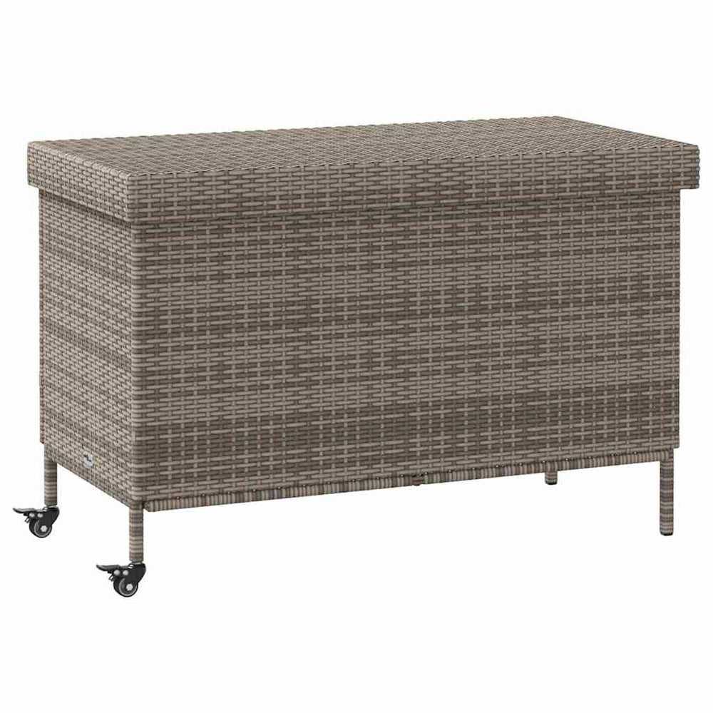 Gartentruhe Grau Poly Rattan 110 cm