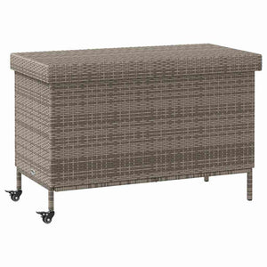 vidaXL Coffre de jardin à roulettes gris 110 x 55 x 73 cm résine tressée