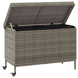 vidaXL Coffre de jardin à roulettes gris 110 x 55 x 73 cm résine tressée