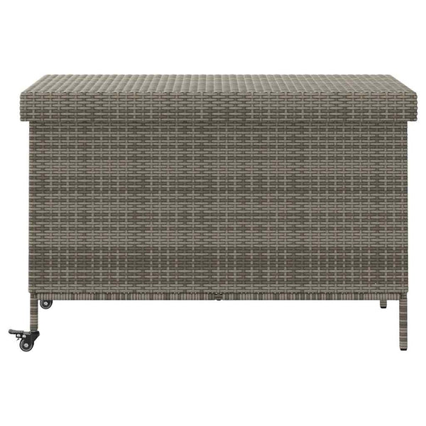 vidaXL Coffre de jardin à roulettes gris 110 x 55 x 73 cm résine tressée