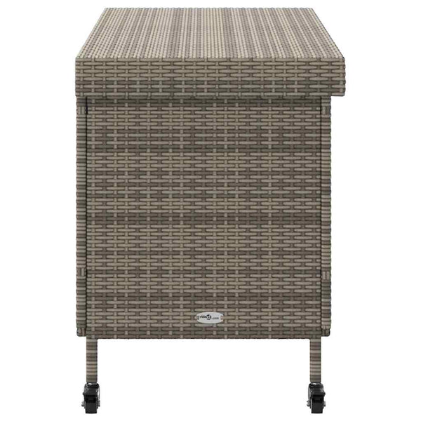 vidaXL Coffre de jardin à roulettes gris 110 x 55 x 73 cm résine tressée