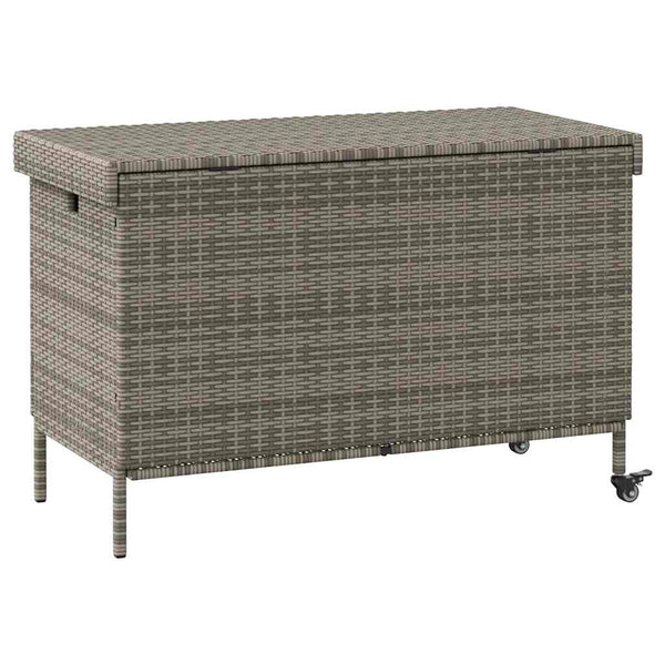 vidaXL Coffre de jardin à roulettes gris 110 x 55 x 73 cm résine tressée