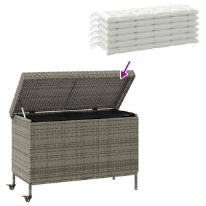 vidaXL Coffre de jardin à roulettes gris 110 x 55 x 73 cm résine tressée