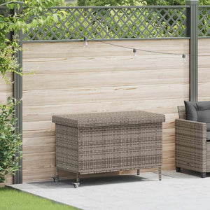 vidaXL Coffre de jardin à roulettes gris 110 x 55 x 73 cm résine tressée
