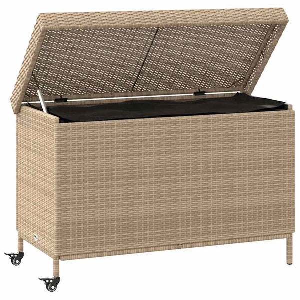 Gartentruhe mit Rollen, Beige, 110 cm