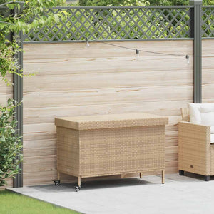 Gartentruhe mit Rollen, Beige, 110 cm