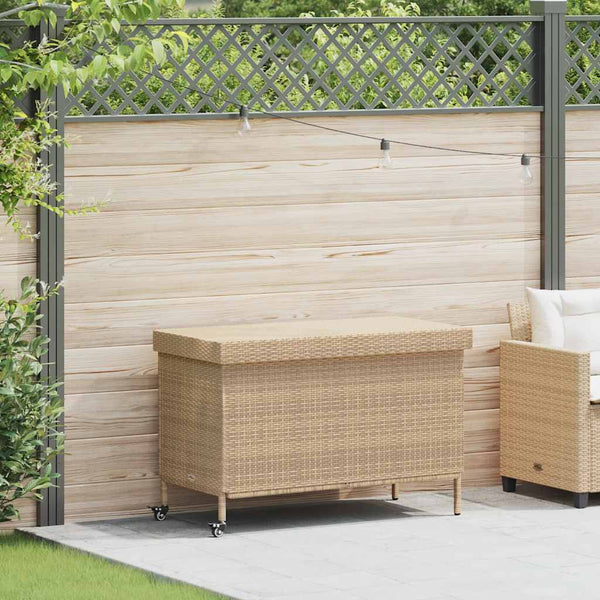 Gartentruhe mit Rollen, Beige, 110 cm