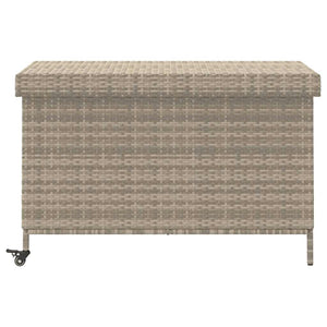 Gartentruhe mit Rollen Hellgrau Poly Rattan