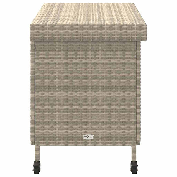 Gartentruhe mit Rollen Hellgrau Poly Rattan