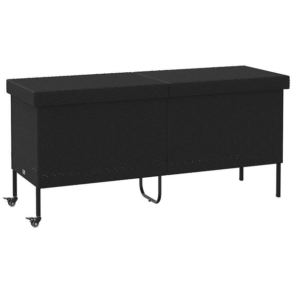Gartentruhe mit Rollen, Schwarz, 160 cm