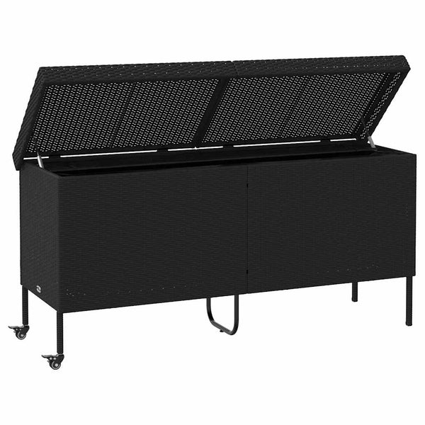 Gartentruhe mit Rollen, Schwarz, 160 cm