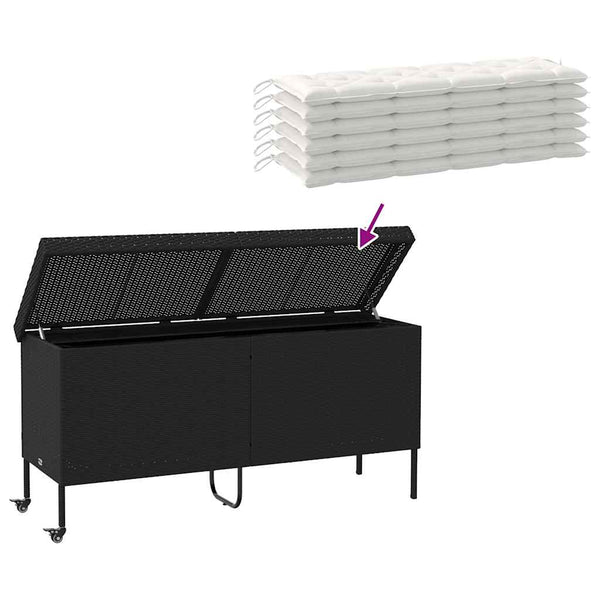 Gartentruhe mit Rollen, Schwarz, 160 cm