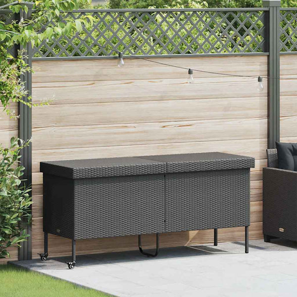 Gartentruhe mit Rollen, Schwarz, 160 cm