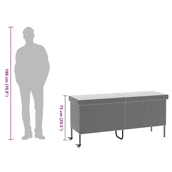Gartentruhe mit Rollen, Braun, 160 cm