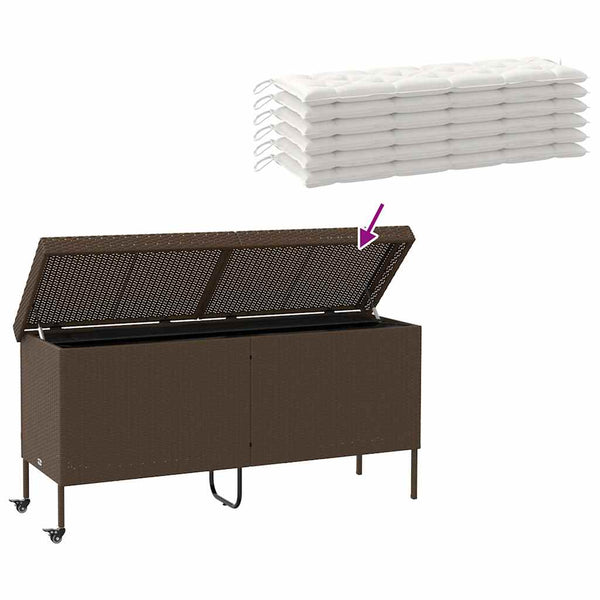Gartentruhe mit Rollen, Braun, 160 cm