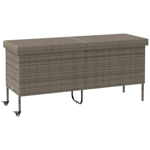 vidaXL Coffre de jardin à roulettes gris 160x55x75 cm polyrotin