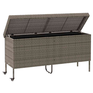 vidaXL Coffre de jardin à roulettes gris 160x55x75 cm polyrotin