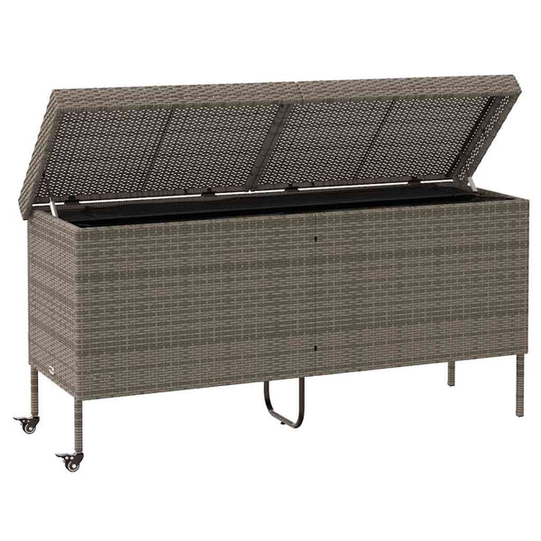 vidaXL Coffre de jardin à roulettes gris 160x55x75 cm polyrotin