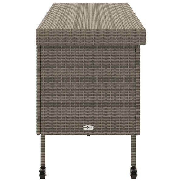 vidaXL Coffre de jardin à roulettes gris 160x55x75 cm polyrotin