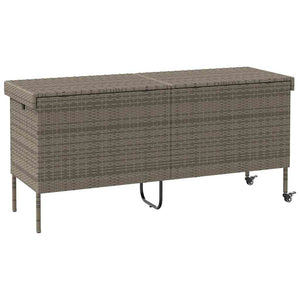 vidaXL Coffre de jardin à roulettes gris 160x55x75 cm polyrotin