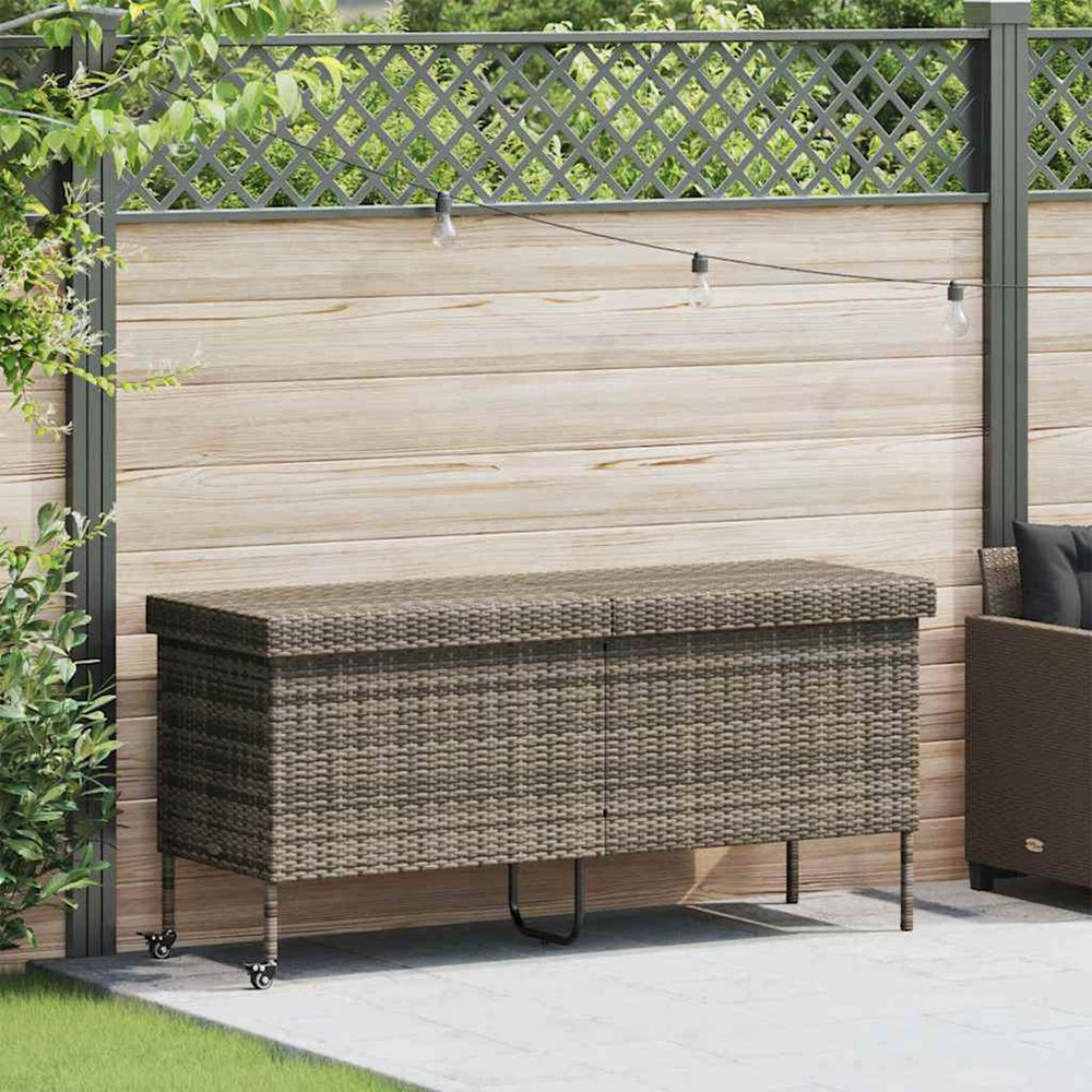 Gartentruhe Grau mit Rollen 160 cm