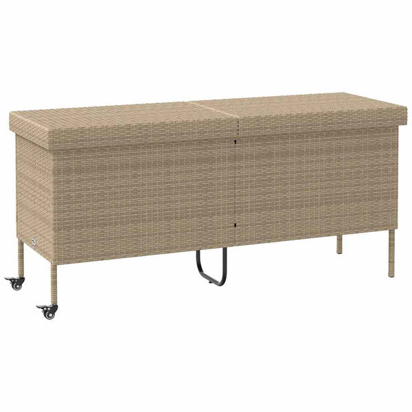 Gartentruhe Beige mit Rollen 160cm
