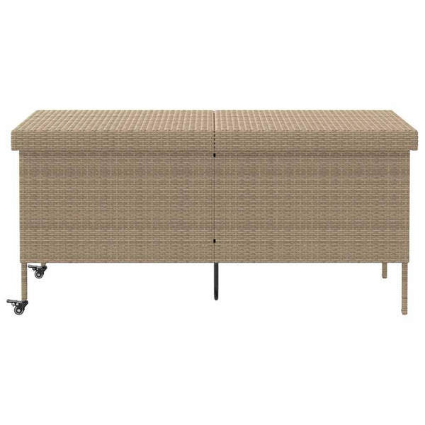 Gartentruhe Beige mit Rollen 160cm