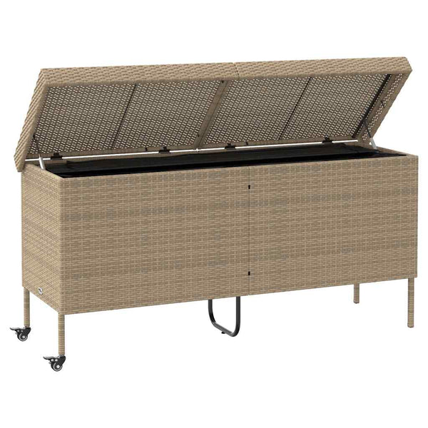 Gartentruhe Beige mit Rollen 160cm