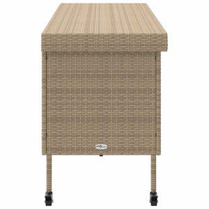 Gartentruhe Beige mit Rollen 160cm